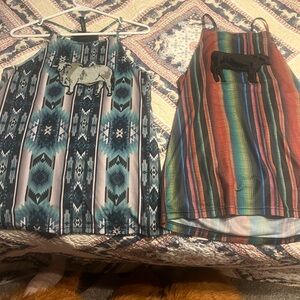 Western cow embroidered tank tops